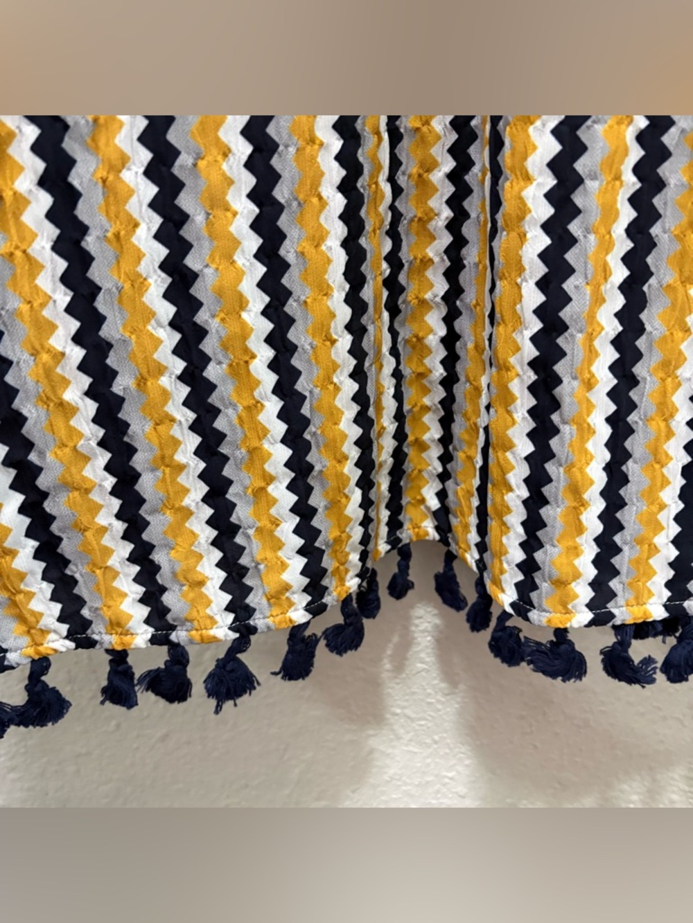 THML Women’s Dress Sydney Chevron Halter Fringe Hem Zigzag Yellow Blue Size XS - Picture 5 of 6